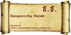 Benyovszky Bende névjegykártya